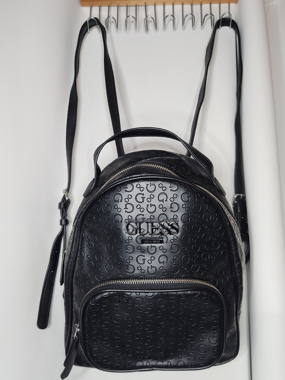 GUESS Black Embossed Logo Mini Backpack